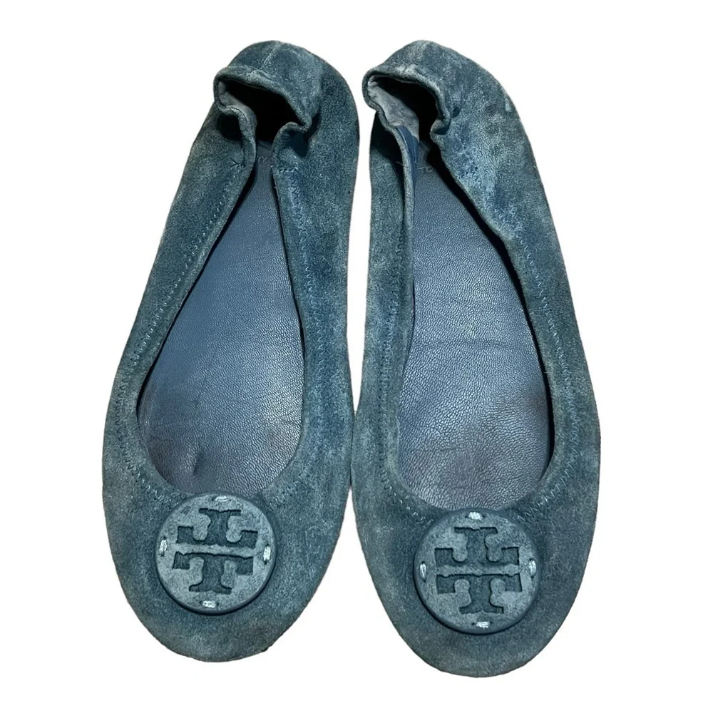 Tory Burch Minnie travel blue suede ballet flats - Picture 2 of 8